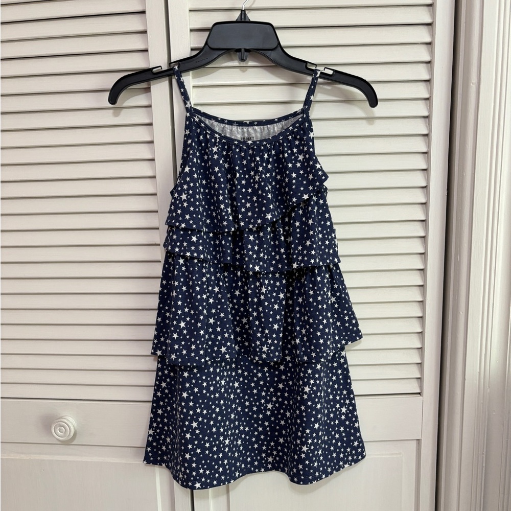 NWT Old Navy Sundress / Patriotic Ruffle Dress blue w/ stars - Size S (6/7)